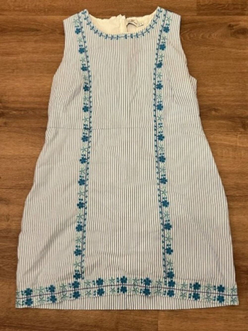 Vineyard Vines Embroidered Hydrangea Stripe Blue Shift Dress 16/14